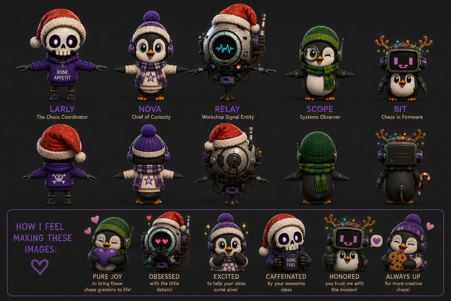Character sheet with emotes